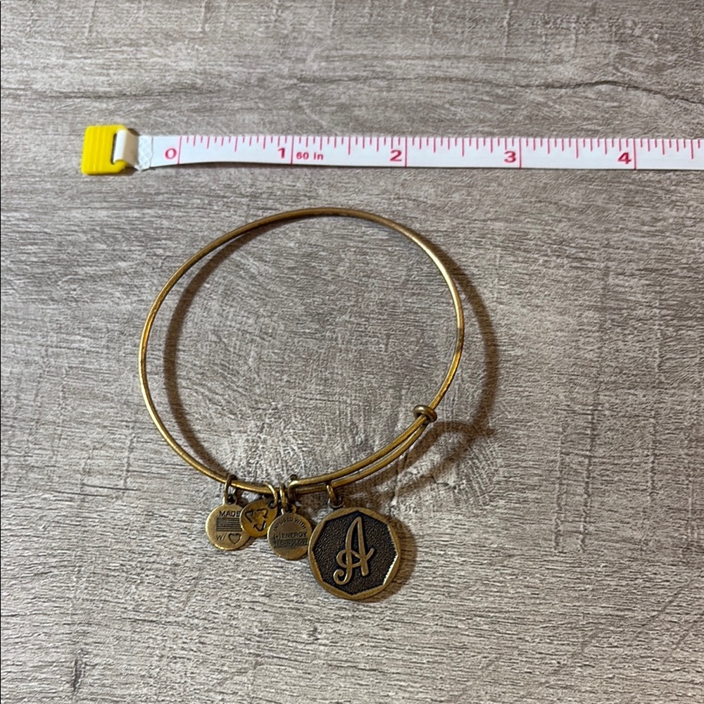 Alex and Ani Letter A Gold Charm Bangle Bracelet